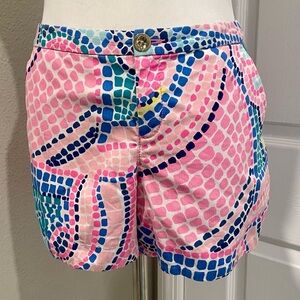Lilly Pulitzer Adie Shorts Multicolor Cotton Tile Wave Summer Style Size 10